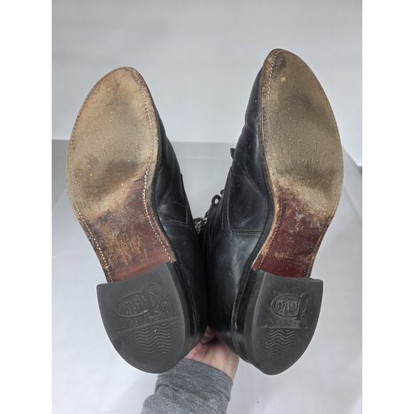 Vtg Justin Black Leather Kiltie Combat Boots Mens Size 8 D USA